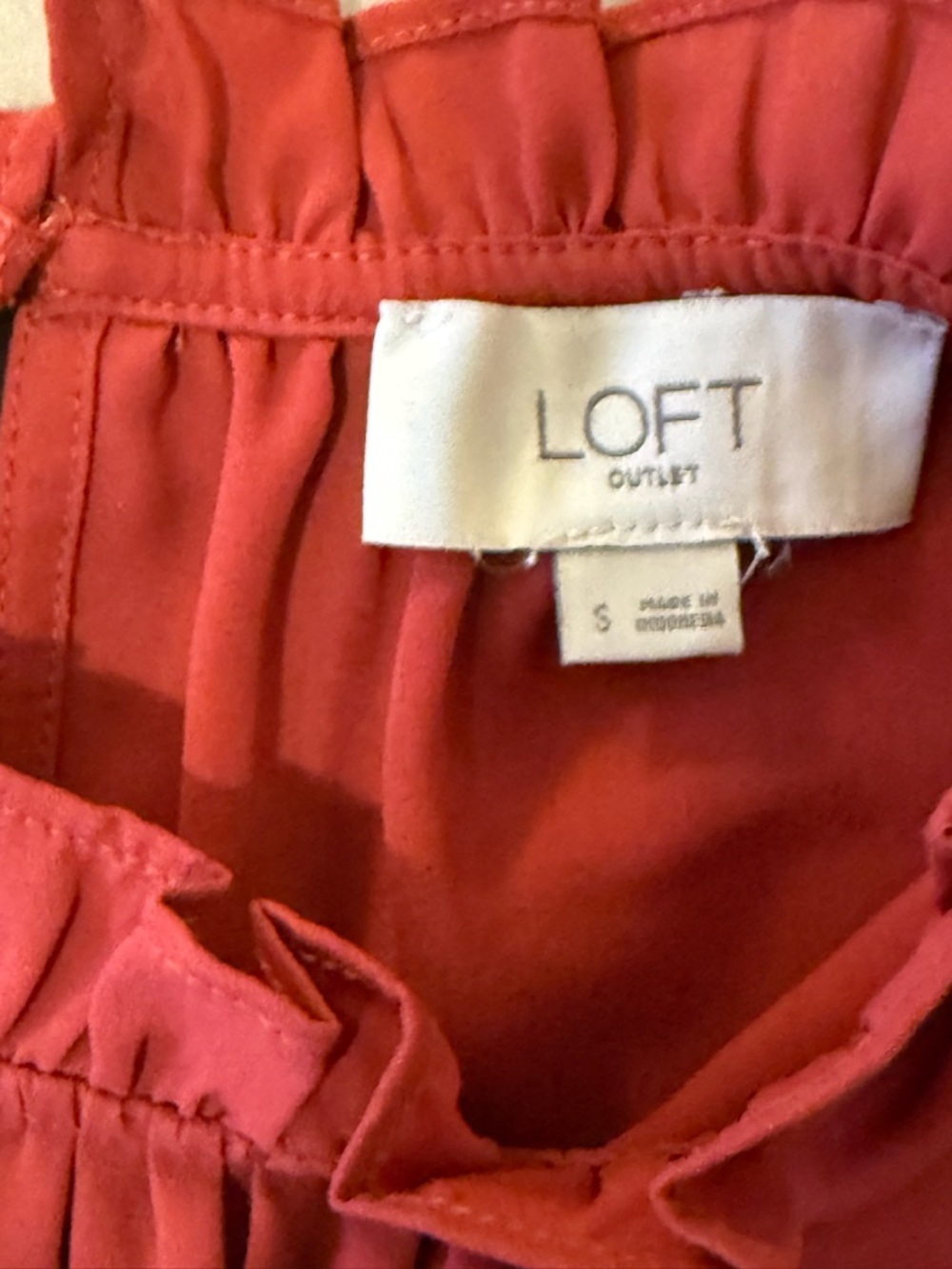 LOFT Coral Rust Ruffle Cap-Sleeve Blouse - Picture 5 of 8